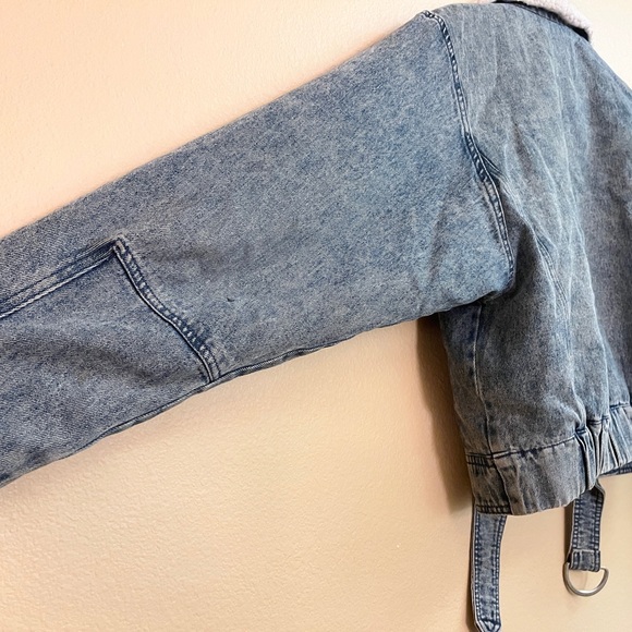 WOMENS SHERPA LINED DENIM / JEAN CROP JACKET - Picture 10 of 11